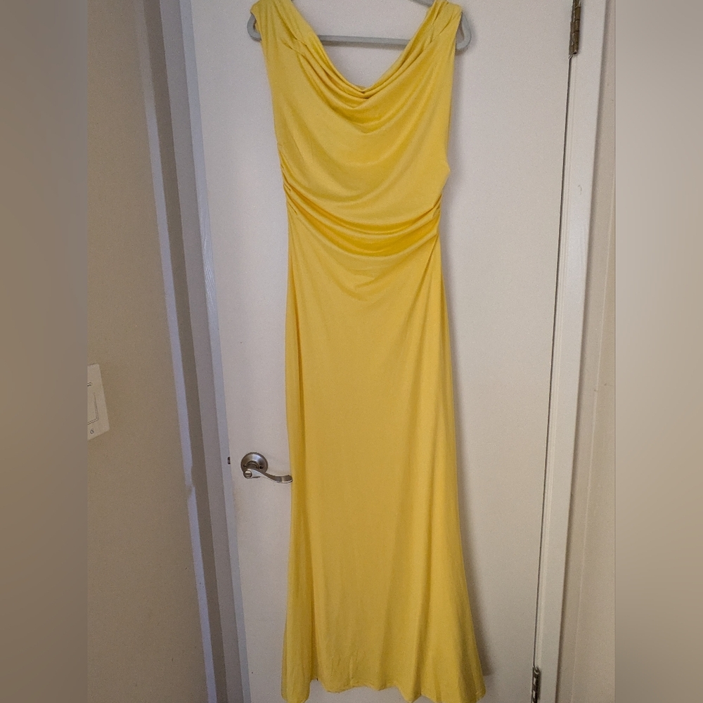Windsor Yellow Cowl Neck Sleeveless Maxi Gown